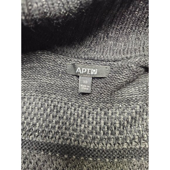 APT 9. XS BLACK GRAY STRIPED OPEN FRONT RIBBED CARDIGAN LONG TUNIC POCKET SWEATE - Picture 7 of 15